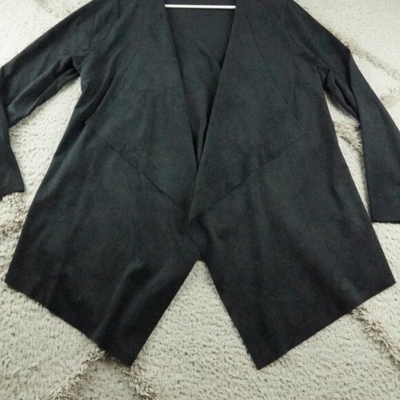 Soft Surroundings Ultra Soft Cardigan Womens Black Large Faux Suede Wrap - Picture 3 of 11